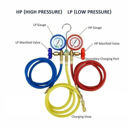 Air Vacuum Pump HVAC Pressure Kit A/C Manifold Gauge Set 0-220psi Refrigerantion